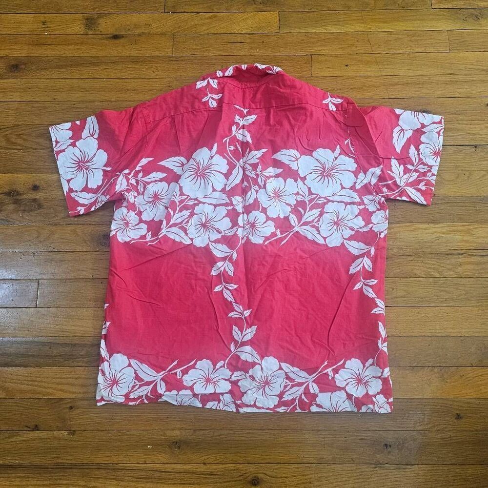 Vintage Hilo Hattie Hawaiian Shirt Large Red Floral - Picture 4 of 7